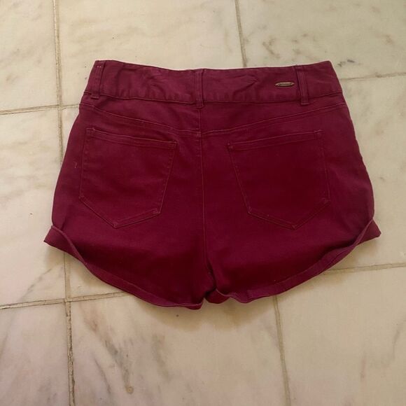 Maroon High Waisted Shorts - Picture 2 of 3